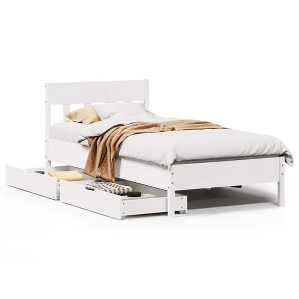 Sängram utan madrass vit 90x190 cm massiv furu