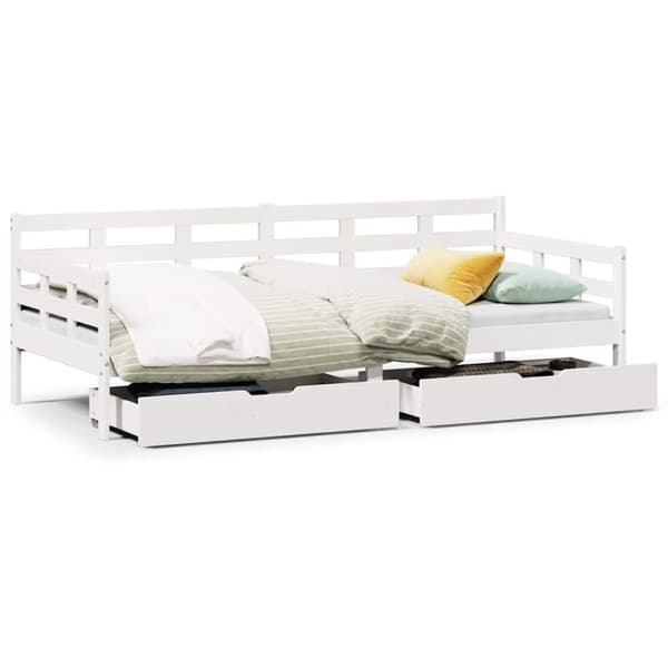 Dagbädd med lådor vit 90x190 cm massiv furu