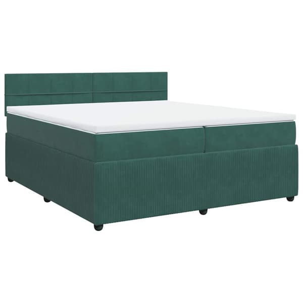 Ramsäng med madrass mörkgrön 200x200 cm sammet