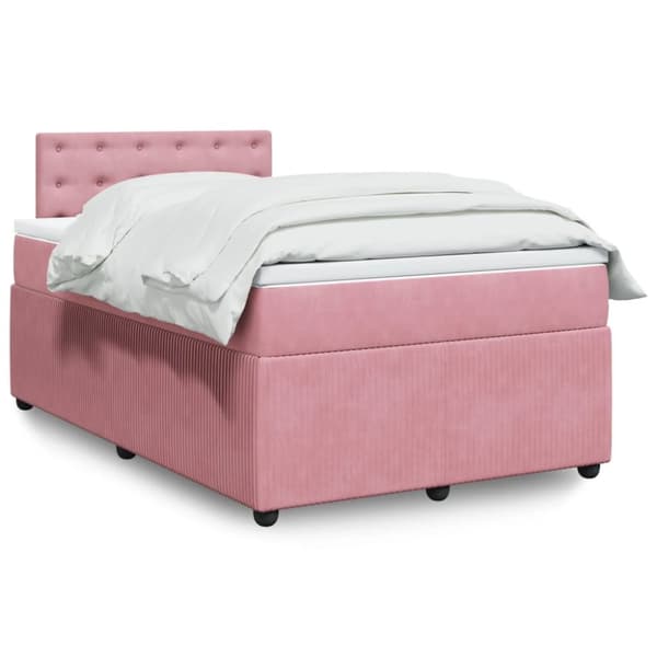 Ramsäng med madrass rosa 120x190 cm sammet