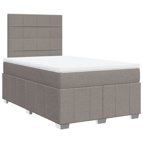 Ramsäng med madrass taupe 120x190 cm tyg