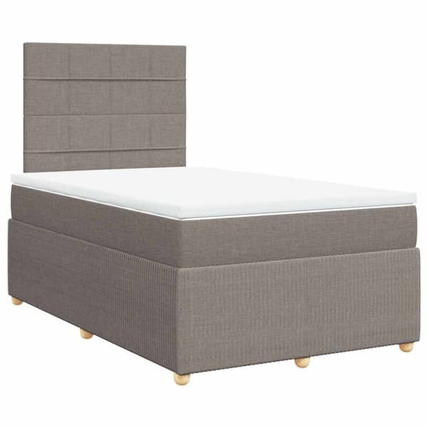 Ramsäng med madrass taupe 120x190 cm tyg