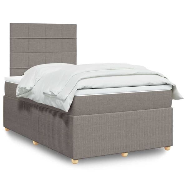 Ramsäng med madrass taupe 120x190 cm tyg