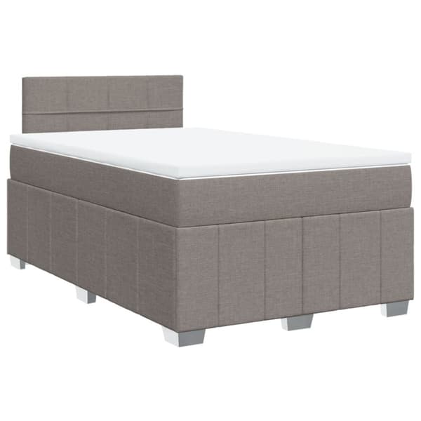 Ramsäng med madrass taupe 120x190 cm tyg