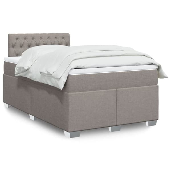 Ramsäng med madrass taupe 120x190 cm tyg