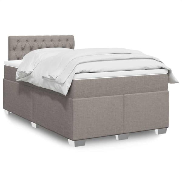 Ramsäng med madrass taupe 120x190 cm tyg