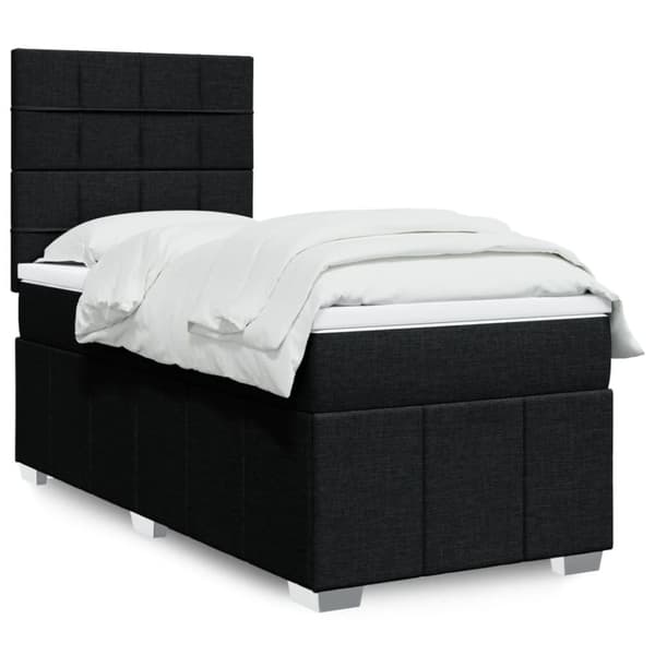 Ramsäng med madrass svart 90x190 cm tyg