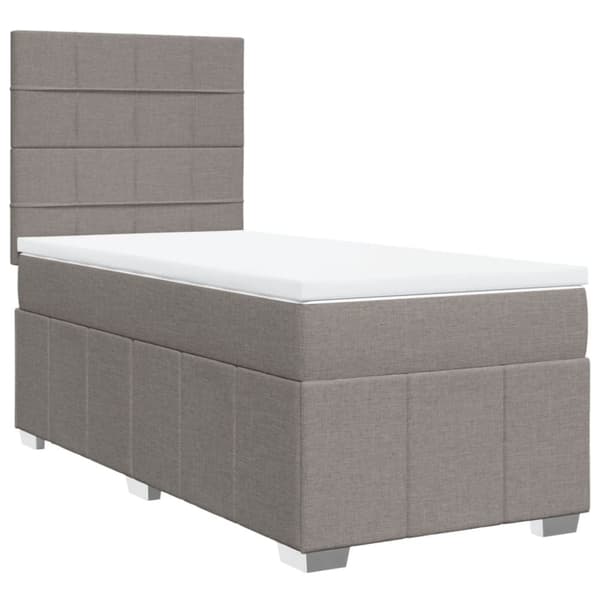 Ramsäng med madrass taupe 90x190 cm tyg