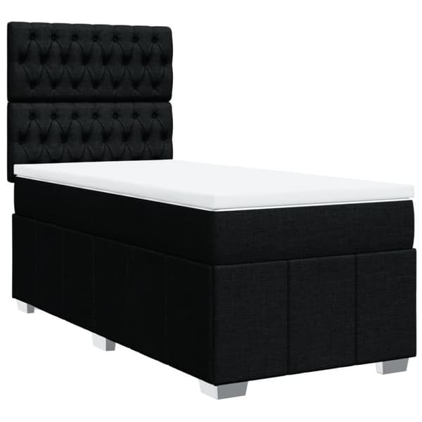 Ramsäng med madrass svart 90x190 cm tyg