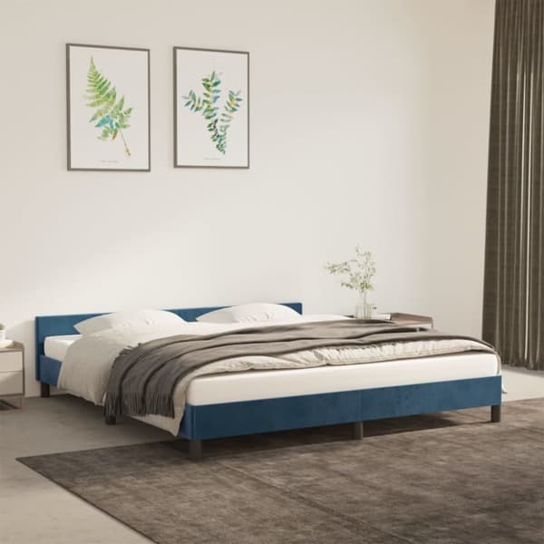 Sängram utan madrass mörkblå 160x200 cm sammet