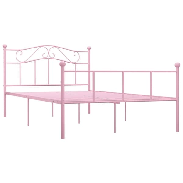 Sängram utan madrass rosa metall 140x200 cm