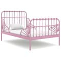 Miniatyrbild 1 av 2: Utdragbar sängram rosa metall 80x130/200 cm
