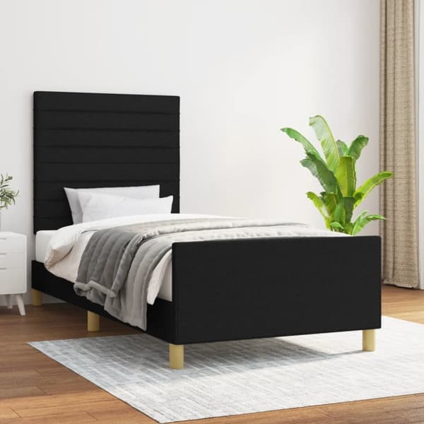 Sängram utan madrass svart 100x200 cm tyg