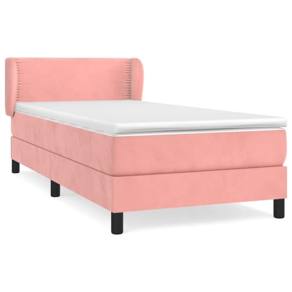 Ramsäng med madrass rosa 80x200 cm sammet