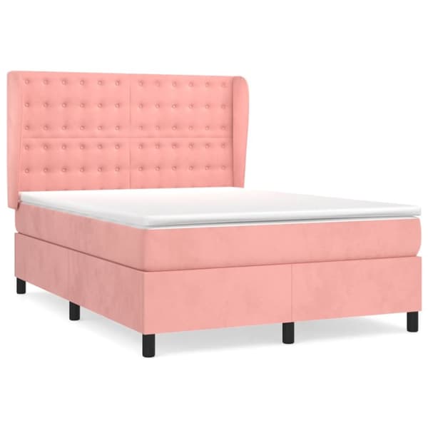 Ramsäng med madrass rosa 140x200 cm sammet