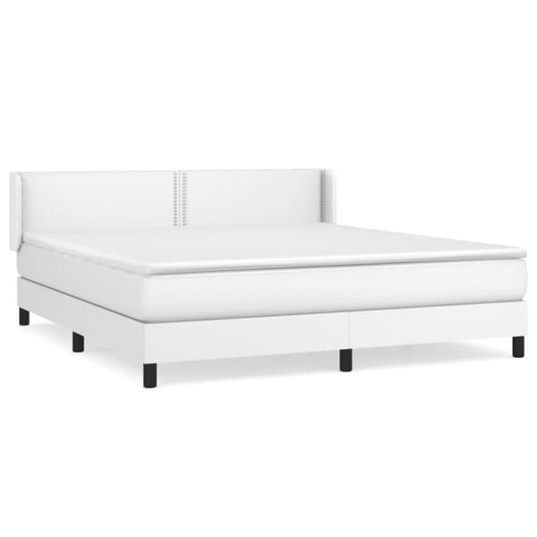 Ramsäng med madrass vit 160x200 cm konstläder