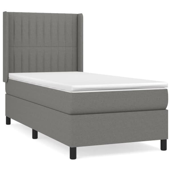 Ramsäng med madrass mörkgrå 100x200 cm tyg