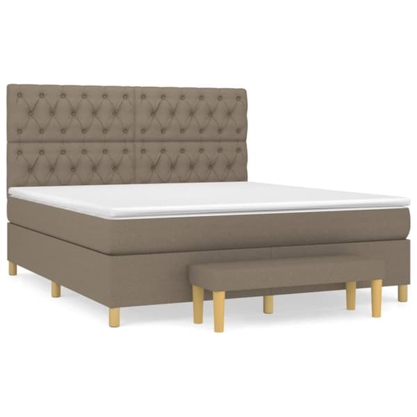 Ramsäng med madrass taupe 160x200 cm tyg