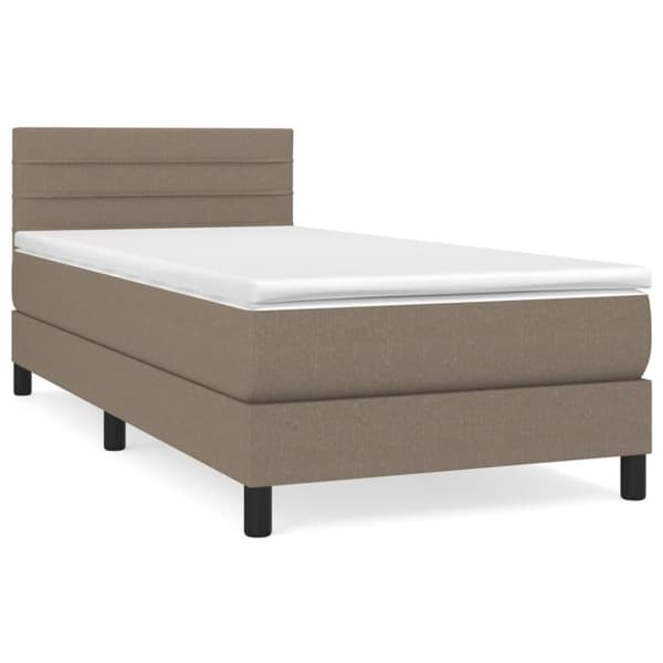 Ramsäng med madrass taupe 90x190 cm tyg