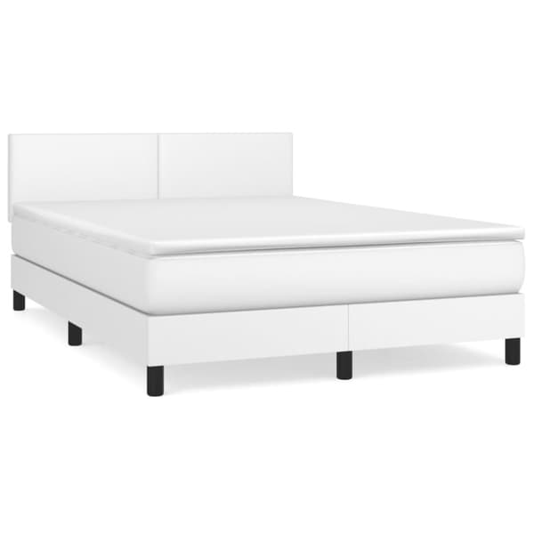 Ramsäng med madrass vit 140x190 cm konstläder
