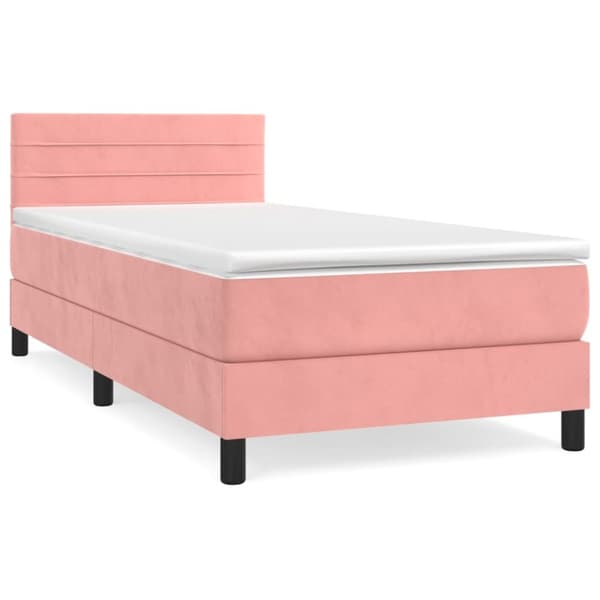 Ramsäng med madrass rosa 90x200 cm sammet