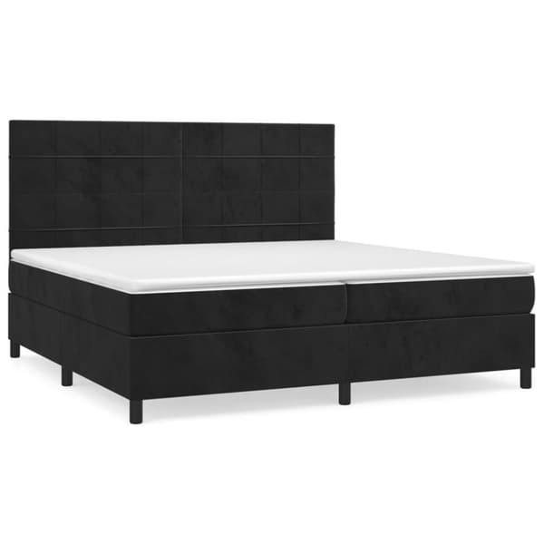 Ramsäng med madrass svart 200x200 cm sammet