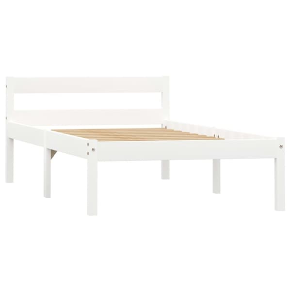 Sängram utan madrass vit massiv furu 90x200 cm