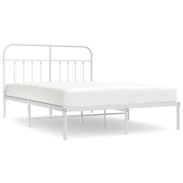 Sängram med huvudgavel metall vit 140x190 cm