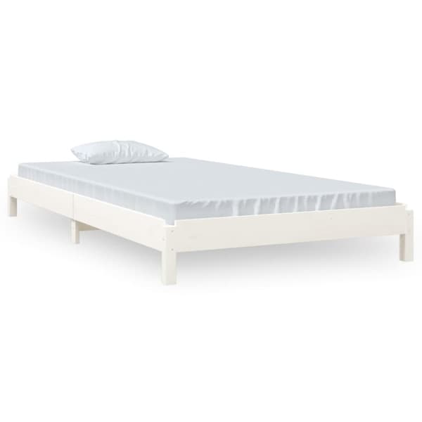 Stapelbar säng vit 100x200 cm massivt furuträ