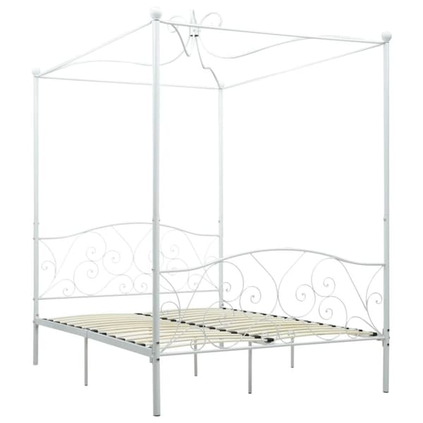 Sänghimmel utan madrass vit metall 120x200 cm