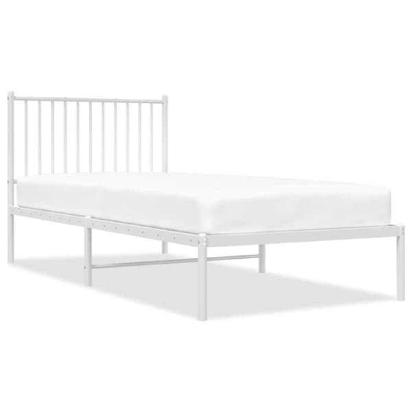 Sängram med huvudgavel metall vit 90x200 cm
