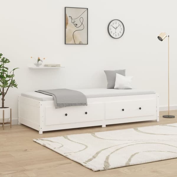 Dagbädd utan madrass vit 90x200 cm massiv furu