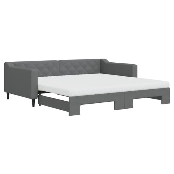 Dagbädd med extrabädd och madrasser mörkgrå 100x200 cm tyg
