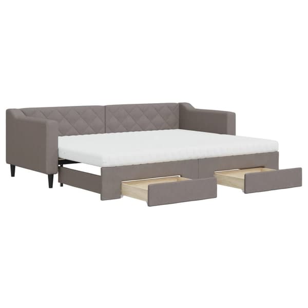 Dagbädd utdragbar med lådor taupe 80x200 cm tyg