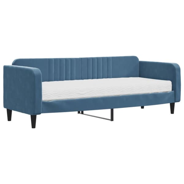Dagbädd med madrass blå 80x200 cm sammet