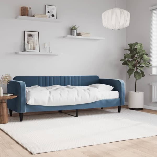 Dagbädd med madrass blå 80x200 cm sammet