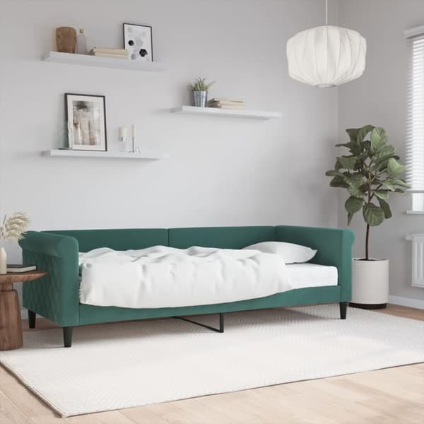 Dagbädd med madrass mörkgrön 80x200 cm sammet