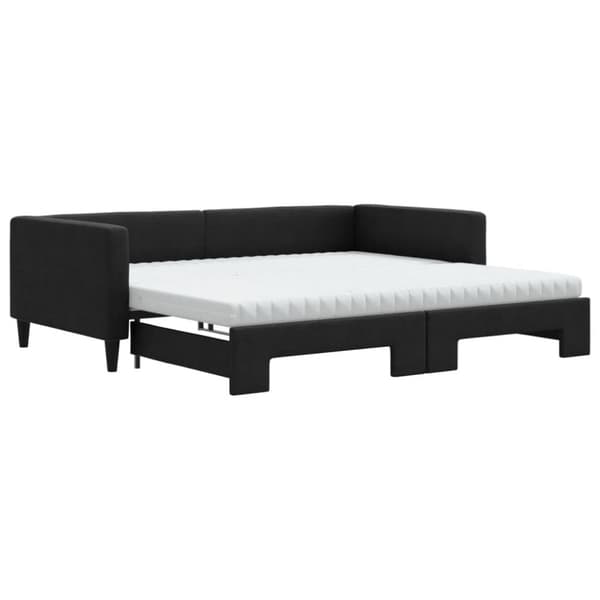 Dagbädd med extrabädd och madrasser svart 100x200 cm tyg