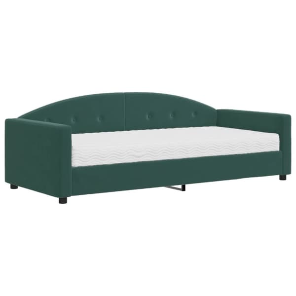 Dagbädd med madrass mörkgrön 90x200 cm sammet