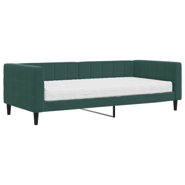 Dagbädd med madrass mörkgrön 90x200 cm sammet