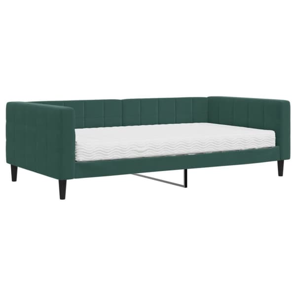 Dagbädd med madrass mörkgrön 100x200 cm sammet