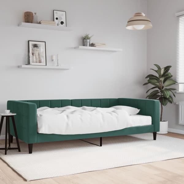Dagbädd med madrass mörkgrön 100x200 cm sammet