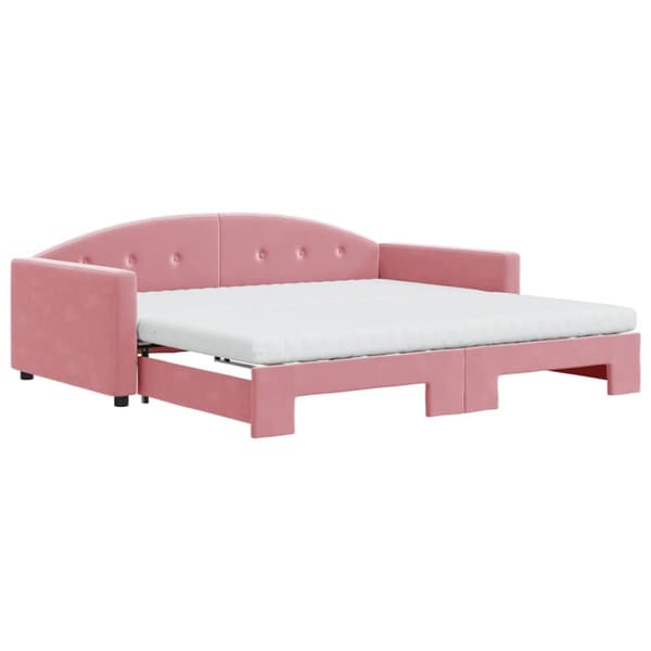 Dagbädd utdragbar och madrasser rosa 100x200 cm sammet
