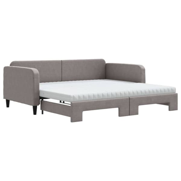 Dagbädd med extrabädd och madrasser taupe 100x200 cm tyg