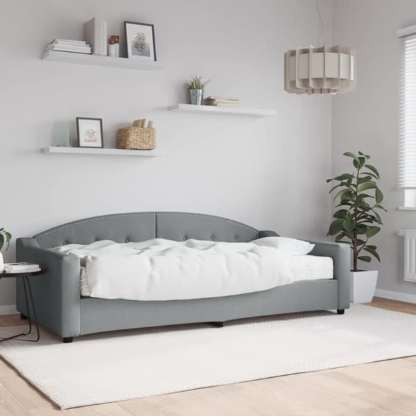 Dagbädd med madrass ljusgrå 100x200 cm tyg