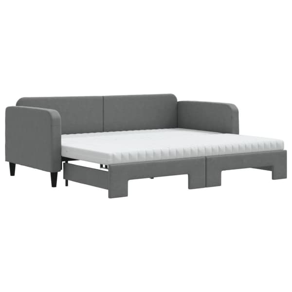 Dagbädd utdragbar med madrasser mörkgrå 90x200 cm tyg