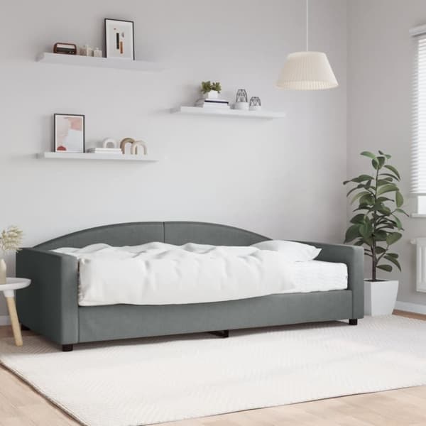 Dagbädd med madrass mörkgrå 100x200 cm tyg