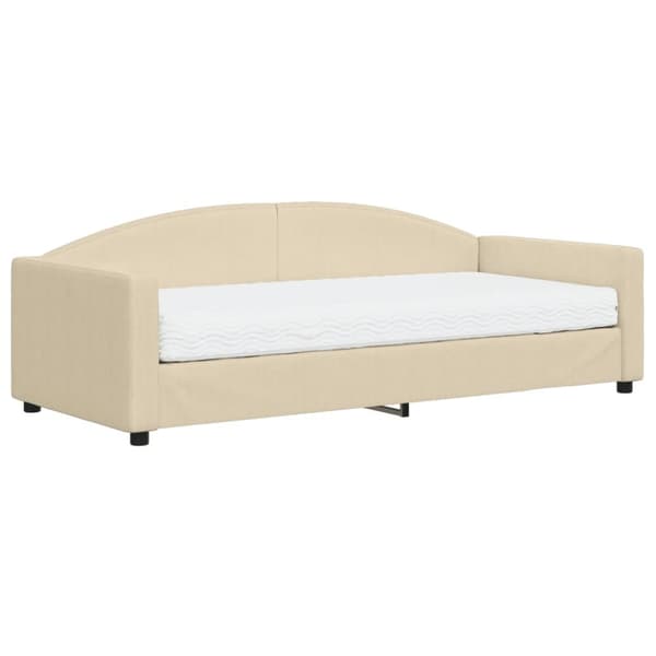 Dagbädd med madrass beige 90x200 cm tyg