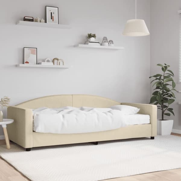 Dagbädd med madrass beige 90x200 cm tyg