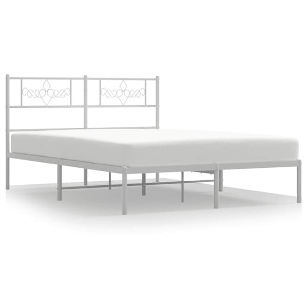 Sängram med huvudgavel metall vit 150x200 cm